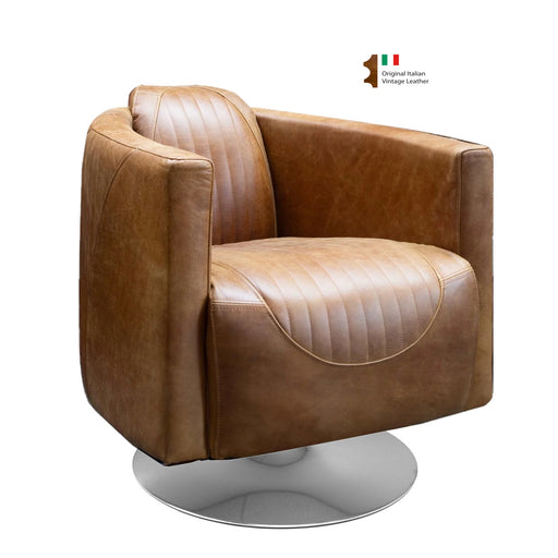Spitfire Aniline Leather Swivel Tub Chair - Choice Of Leathers