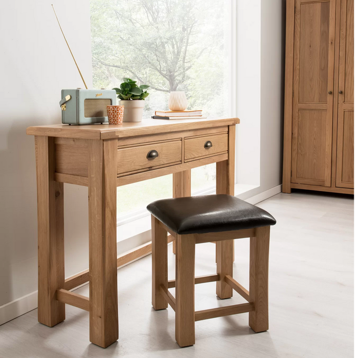 Breeze Oak Dressing Table & Stool Set - The Furniture Mega Store 