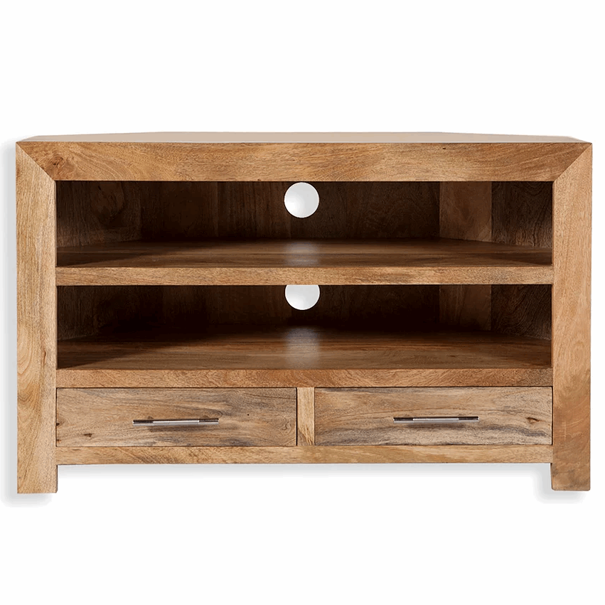 Cuban Mango Wood Corner TV Cabinet - The Furniture Mega Store 