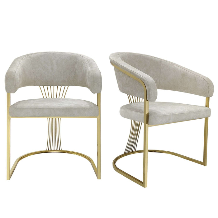 Portia Cream & Gold Frame Dining Chairs - Sold In Pairs - The Furniture Mega Store 