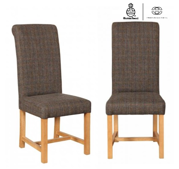 Edwin Rollback Harris Tweed® Dining Chair - Choice Of Tweed & Legs - The Furniture Mega Store 