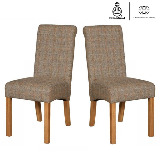 Edwin Baby Rollback Harris Tweed® Dining Chair - Choice Of Tweed & Legs - The Furniture Mega Store 