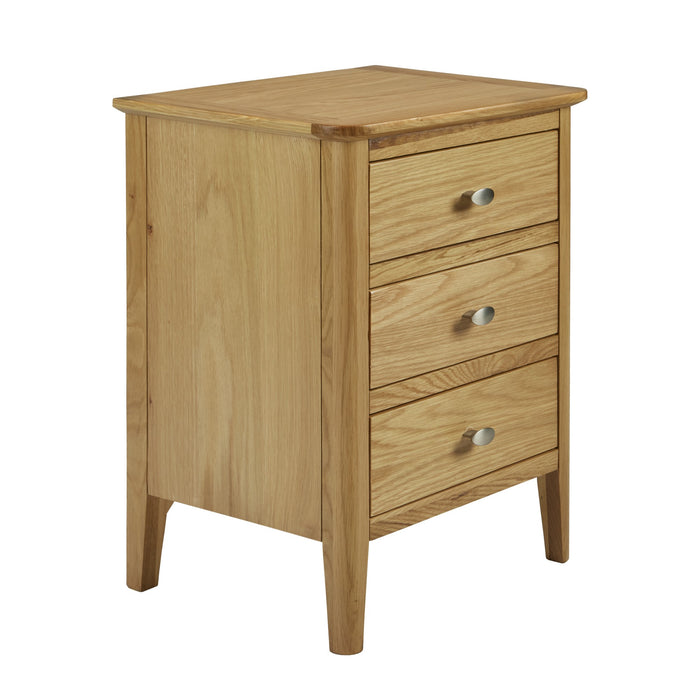 Bath Oak 3 Drawer Bedside Cabinet - The Furniture Mega Store 