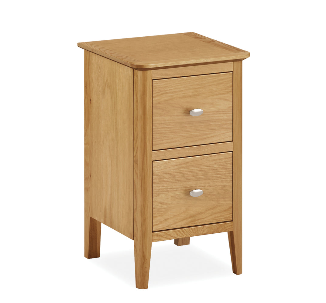 Bath Oak Narrow Bedside Cabinet - 35cm with 2 Drawers - The Furniture Mega Store 