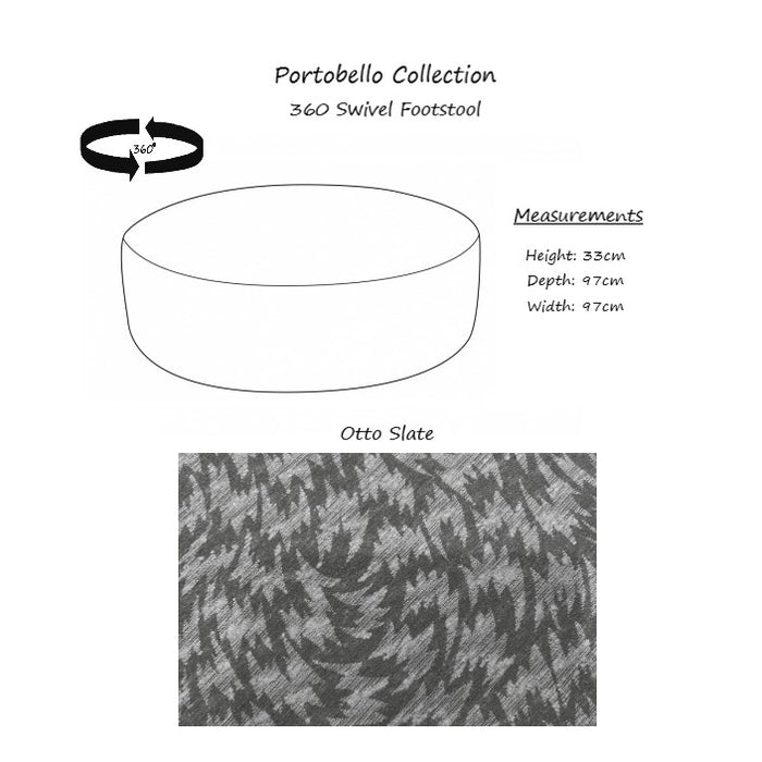 Portobello 360 Swivel Foostool - Choice Of Fabrics - The Furniture Mega Store 