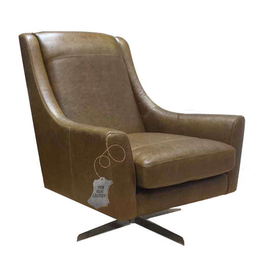 Santo Leather Accent Swivel Chair - Choice Of Leathers - The Furniture Mega Store 