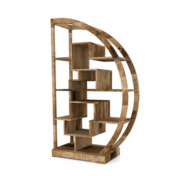 Cuban Mango Wood Semi Circle Display Shelving Unit - The Furniture Mega Store 