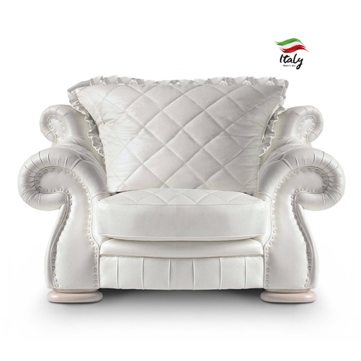 Pendragon Italian Leather Armchair - Choice Of Leathers & Optional Swarovski Crystal Buttons. - The Furniture Mega Store 