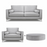 Alena 3 Seater Sofa + Love Chair + Round Footstool Set - Choice Of Colours - The Furniture Mega Store 