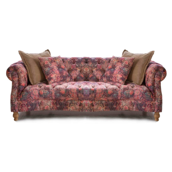 Serpentine Buttoned Chesterfield Sofa - Choice Of Sizes - The Furniture Mega Store 