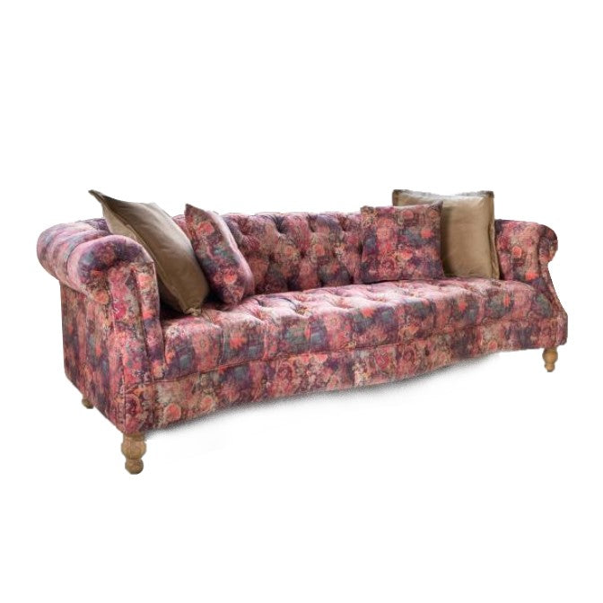 Serpentine Buttoned Chesterfield Sofa - Choice Of Sizes - The Furniture Mega Store 