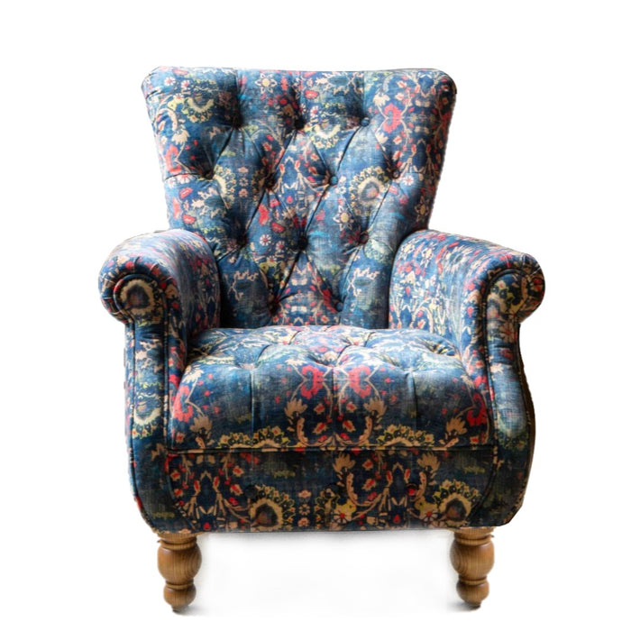 Serpentine Buttoned Chesterfield Wing Chair - The Furniture Mega Store 