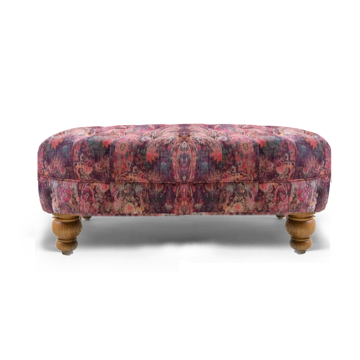 Serpentine Button Tufted Top Oval Footstool - The Furniture Mega Store 