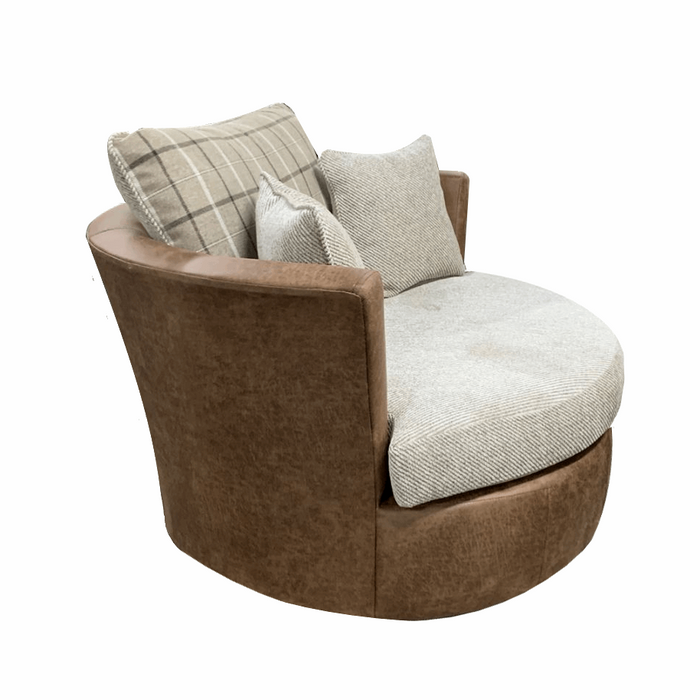 Darwin Cuddler Swivel Chair - Choice Of Fabrics - The Furniture Mega Store 