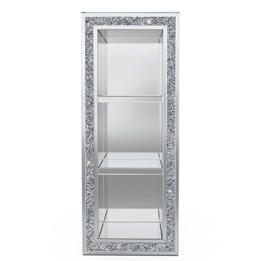 Crushed Diamond Mirrored Tall 3 Tier Bookcase