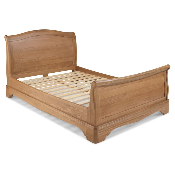 Cannes Natural Oak Sleigh Bed - 4'6 Double