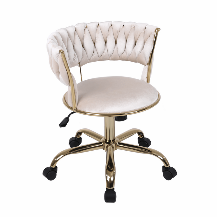 Camelia Cream & Gold Office Chair - The Furniture Mega Store 