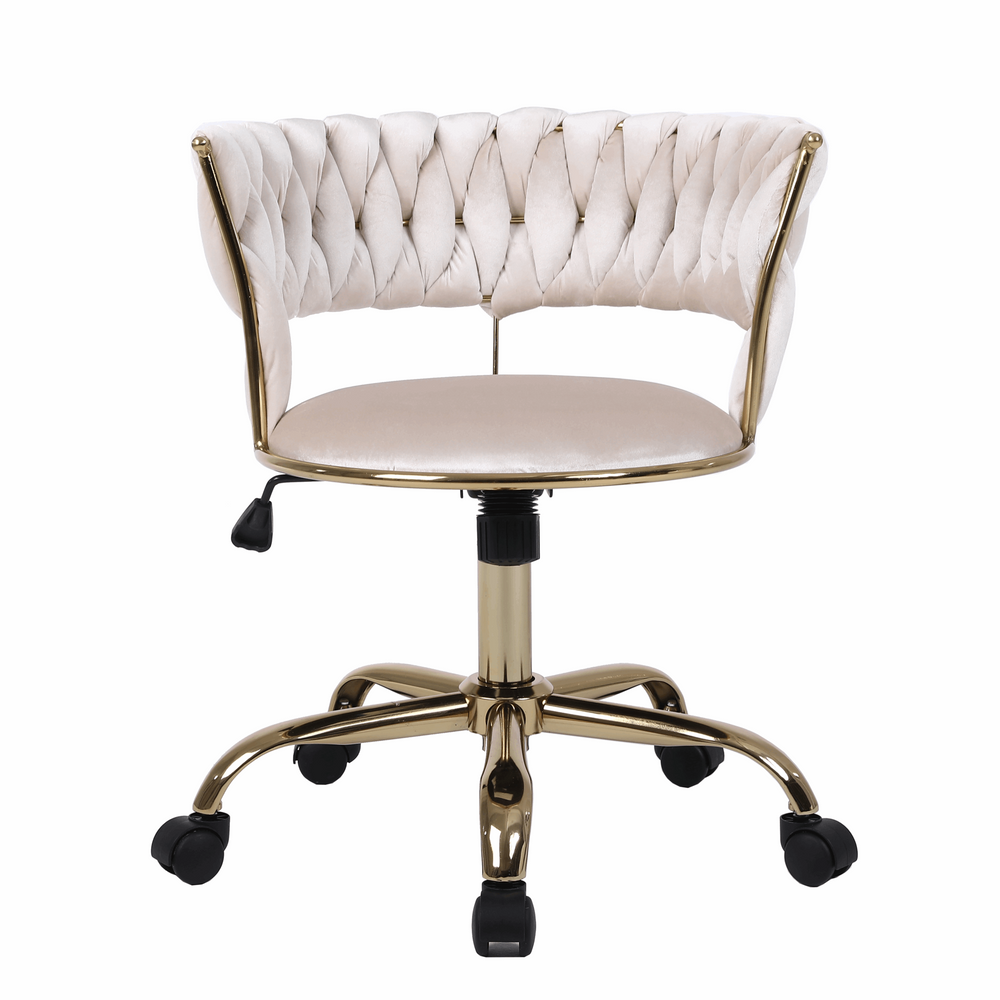 Camelia Cream & Gold Office Chair - The Furniture Mega Store 