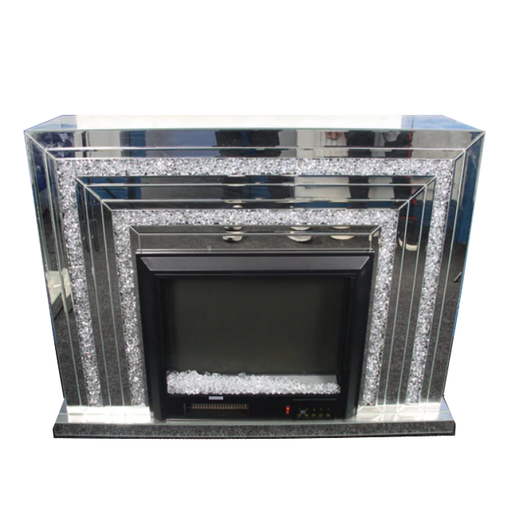 Crushed Diamond Mirrored Fire Surround With Integrated Colour Changing Electric Fire