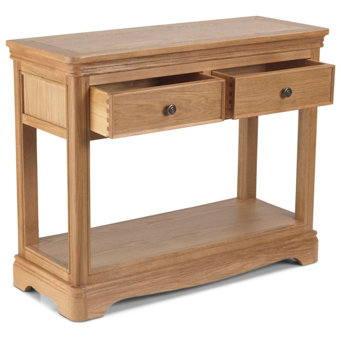 Cannes Natural Oak 2 Drawer Console Table - The Furniture Mega Store 