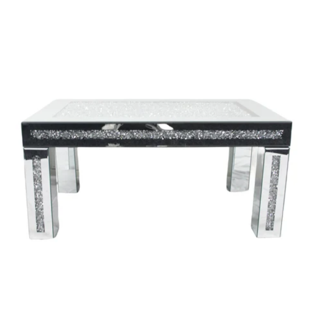 Crushed Diamond Top & Legs Mirrored Coffee Table - The Furniture Mega Store 