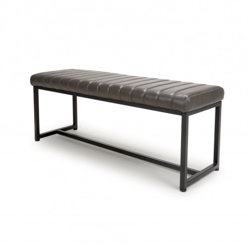 Archie Grey Leather Effect Dining Bench - 120cm