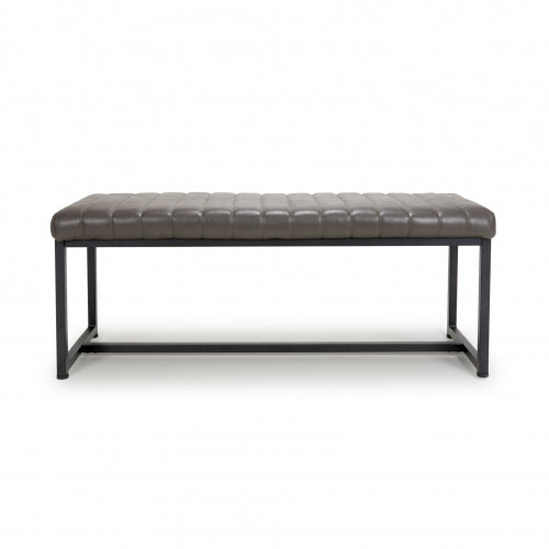 Archie Grey Leather Effect Dining Bench - 120cm