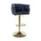 Bellaire Blue Textured Chenille & Gold Bar Stool - The Furniture Mega Store 