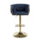 Bellaire Blue Textured Chenille & Gold Bar Stool - The Furniture Mega Store 