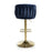 Bellaire Blue Textured Chenille & Gold Bar Stool - The Furniture Mega Store 