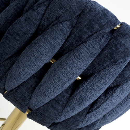 Bellaire Blue Textured Chenille & Gold Bar Stool