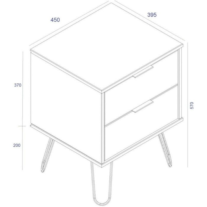 Augusta White Bedside Cabinet with Hairpin Legs - The Furniture Mega Store 