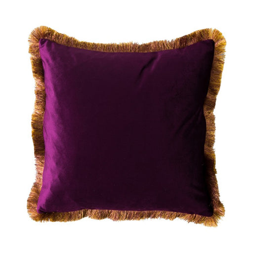 Plum Ombre Fringe Velvet Cushion 45 X 45cm - The Furniture Mega Store 