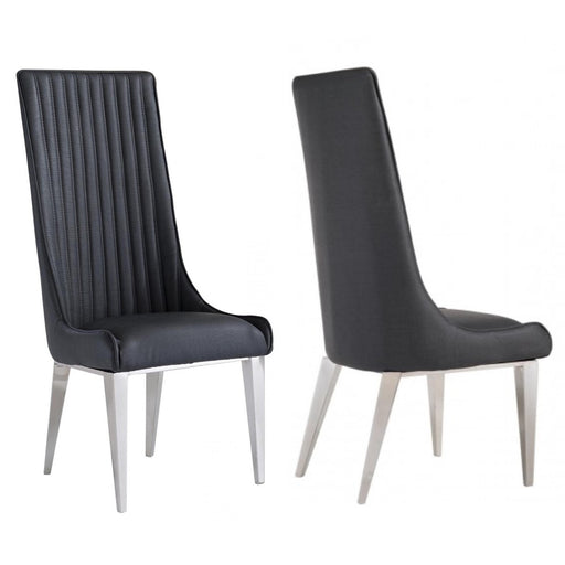 Jupiter Grey Faux Leather & Chrome Dining Chairs - Set Of 2 - The Furniture Mega Store 